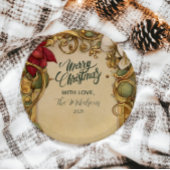  Poinsettia Gold Scroll Christmas Papieren Bordje