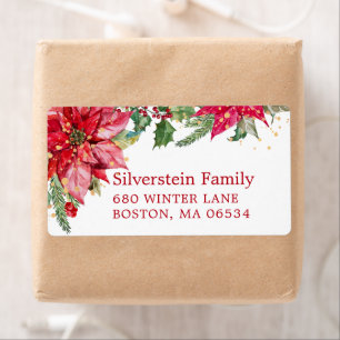 Poinsettia Gold Spatten Verzendadres Etiket