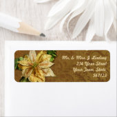 Poinsettia Gouden Kerstmis Adreslabel Etiket (Insitu)