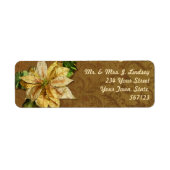 Poinsettia Gouden Kerstmis Adreslabel Etiket (Voorkant)