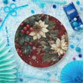 Poinsettia Grace in Snowfall’s Embrace Papieren Bordje (Feest)