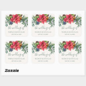 Poinsettia Greenery Foliage Wedding Sticker (Vel)