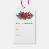 Poinsettia Greenery Kerstmis Cadeaulabel (Voorkant)