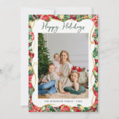 Poinsettia Greenery Pattern Christmas 1 Foto Feestdagenkaart (Voorkant)