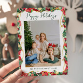 Poinsettia Greenery Pattern Christmas 1 Foto Feestdagenkaart