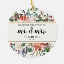 Poinsettia Greens Eerste Kerstmis als de heer en m