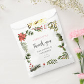 Poinsettia groen bloemenwinter bruiloft bedankzakje (Gezegeld)
