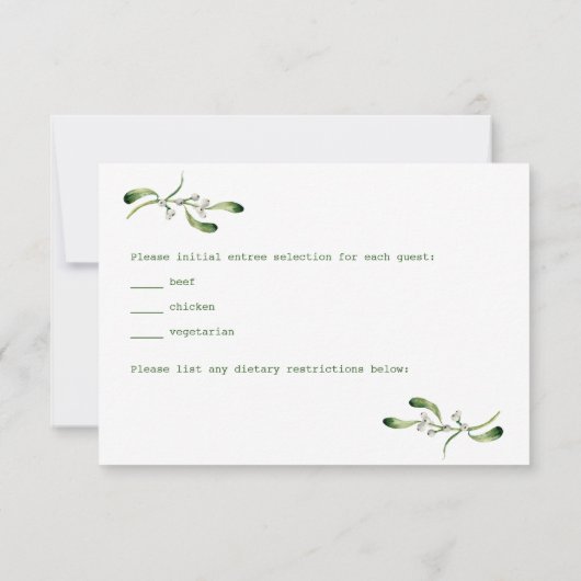 Poinsettia groen gebladerte bruiloft RSVP (Achterkant)