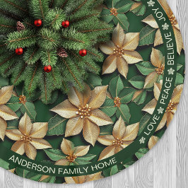 Poinsettia Groen & Goud Feestelijke Woorden Kerstm Kerstboom Rok