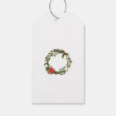Poinsettia Groen Kerst Feestdagen Krans Cadeaulabel (Achterkant)