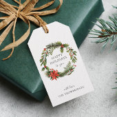 Poinsettia Groen Kerst Feestdagen Krans Cadeaulabel