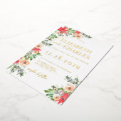 Poinsettia groen kerstvakantie bruiloft folie uitnodiging (Gedraaid)