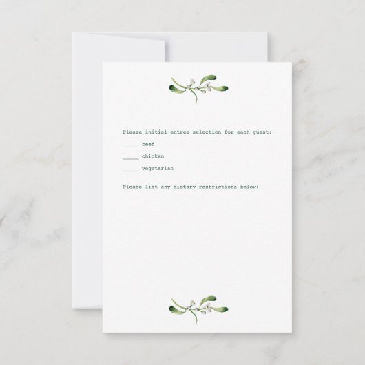 Poinsettia Groene Blad Bruiloft RSVP (Achterkant)