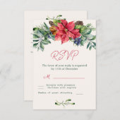 Poinsettia Groene Blad Bruiloft RSVP (Voorkant / Achterkant)