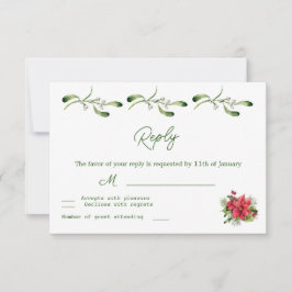 Poinsettia Groene Bladeren Trouw RSVP Kaartje