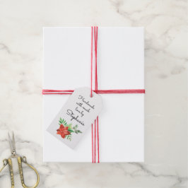 Poinsettia Handgemaakt met Liefde Naam Kerstmis Cadeaulabel