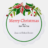 Poinsettia Handtekening & Kerstgroet toevoegen Ornament Kaart (Achterkant)