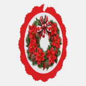 Poinsettia Handtekening & Kerstgroet toevoegen Ornament Kaart (Rechts)