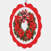 Poinsettia Handtekening & Kerstgroet toevoegen Ornament Kaart (Links)