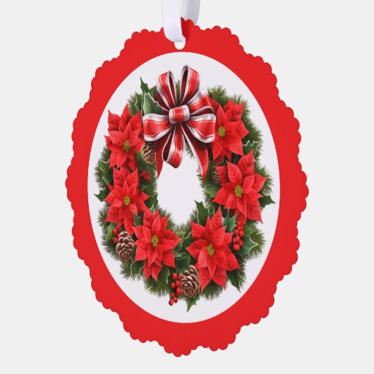 Poinsettia Handtekening & Kerstgroet toevoegen Ornament Kaart (Links)