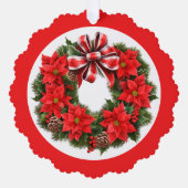 Poinsettia Handtekening & Kerstgroet toevoegen Ornament Kaart (Voorkant)