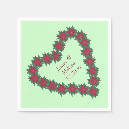 Poinsettia Hart Kerst Persoonlijke Servetten (Voorkant)