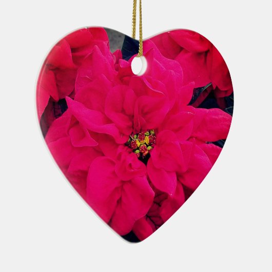 Poinsettia Heart Ceramic Ornament (Rechts)