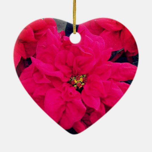 Poinsettia Heart Ceramic Ornament (Achterkant)