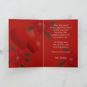 Poinsettia & Hearts-kerstgroet Feestdagen Kaart (Binnen)