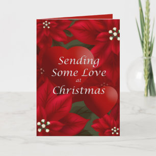 Poinsettia & Hearts-kerstliefhebber Feestdagen Kaart