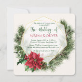 Poinsettia, heilig, dennenkerstbruiloft kaart (Voorkant)