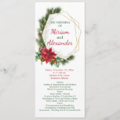 Poinsettia, heilig, dennenkerstbruiloft programmakaart (Voorkant)