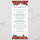 Poinsettia, heilig, dennenkerstbruiloft programmakaart (Achterkant)