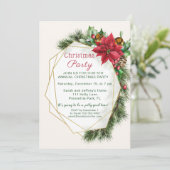 Poinsettia, heilig, dennenkerstfeest kaart (Staand voorkant)