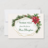 Poinsettia, heilig, pijnlijk kerstfeest Dank je we Bedankkaart (Voorkant)