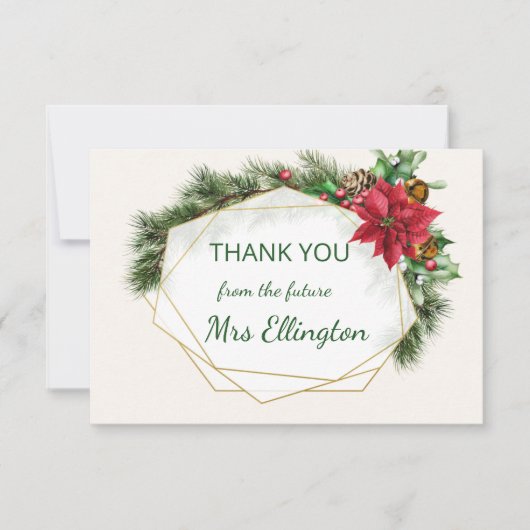 Poinsettia, heilig, pijnlijk kerstfeest Dank je we Bedankkaart (Voorkant)