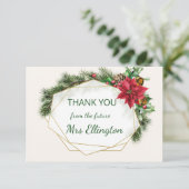 Poinsettia, heilig, pijnlijk kerstfeest Dank je we Bedankkaart (Staand voorkant)