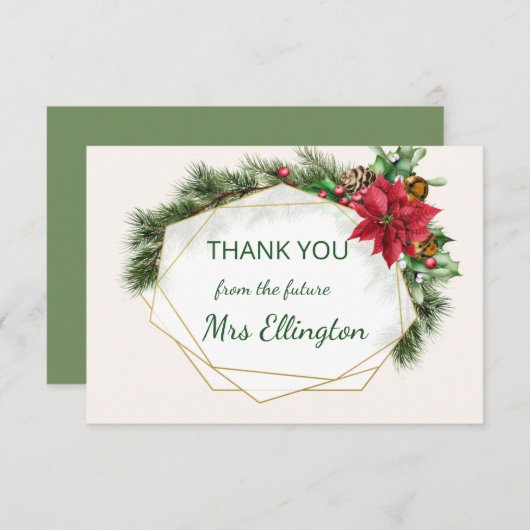 Poinsettia, heilig, pijnlijk kerstfeest Dank je we Bedankkaart (Voorkant / Achterkant)