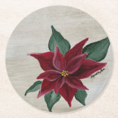 Poinsettia Holiday Coaster Ronde Kartonnen Onderzetter (Voorkant)