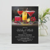 Poinsettia Holiday Cocktail Party Kaart (Staand voorkant)