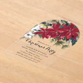 Poinsettia Holiday Floral kerstparty Company Acryl Uitnodigingen (Laagn)