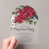 Poinsettia Holiday Floral kerstparty Company Acryl Uitnodigingen (Insitu (Draagbaar))