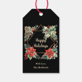 Poinsettia Holiday Gift Label Cadeaulabel
