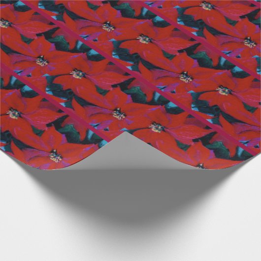 Poinsettia Holiday Gift Wrap Cadeaupapier (Hoek)