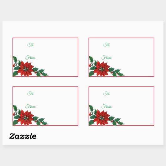 Poinsettia Holiday Kerst sticker Gift Labels (Vel)
