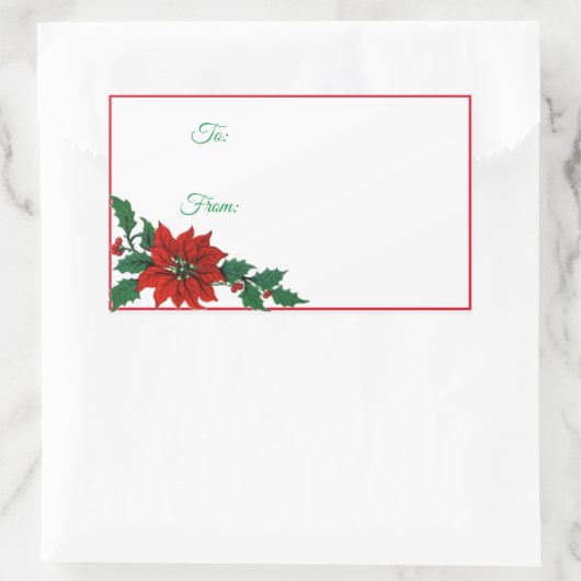 Poinsettia Holiday Kerst sticker Gift Labels (Tas)