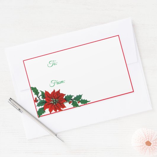 Poinsettia Holiday Kerst sticker Gift Labels (Envelop)