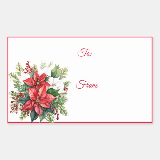 Poinsettia Holiday Kerst sticker Gift Labels (Voorkant)