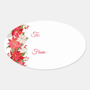 Poinsettia Holiday Kerst sticker Gift Labels
