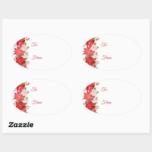 Poinsettia Holiday Kerst sticker Gift Labels (Vel)